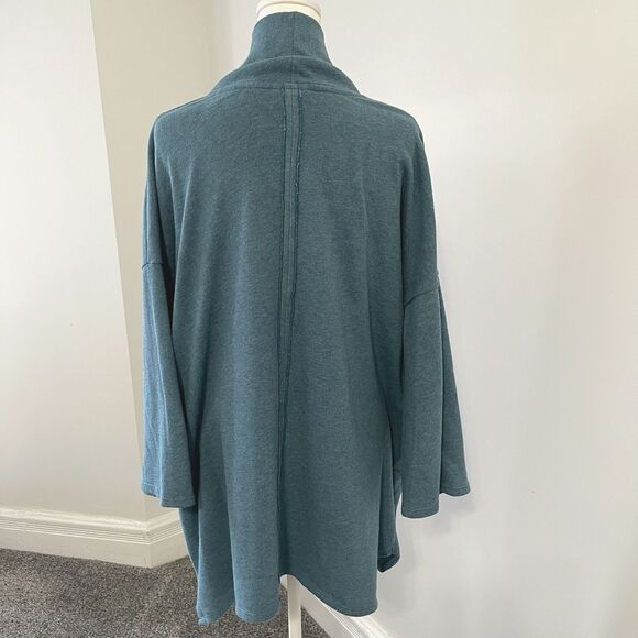 J Jill Pure Jill Sweater Womens Large Cowl Neck 3/4 Kimono Sleeve Teal Pockets - Picture 4 of 12